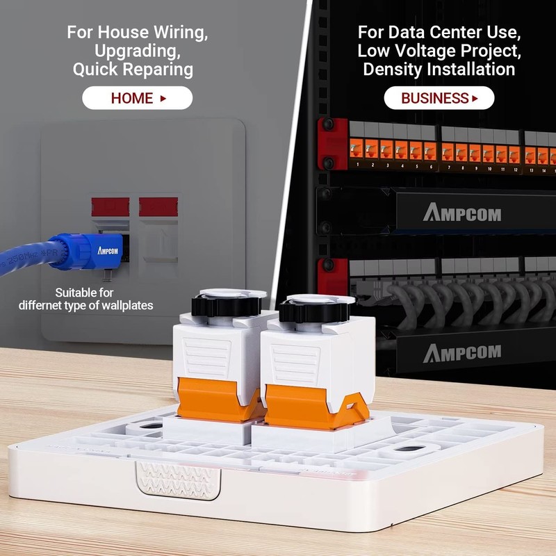 AMPCOM CAT6 RJ45 UTP Keystone Jack Tool-Less with Adjustable Ratchet