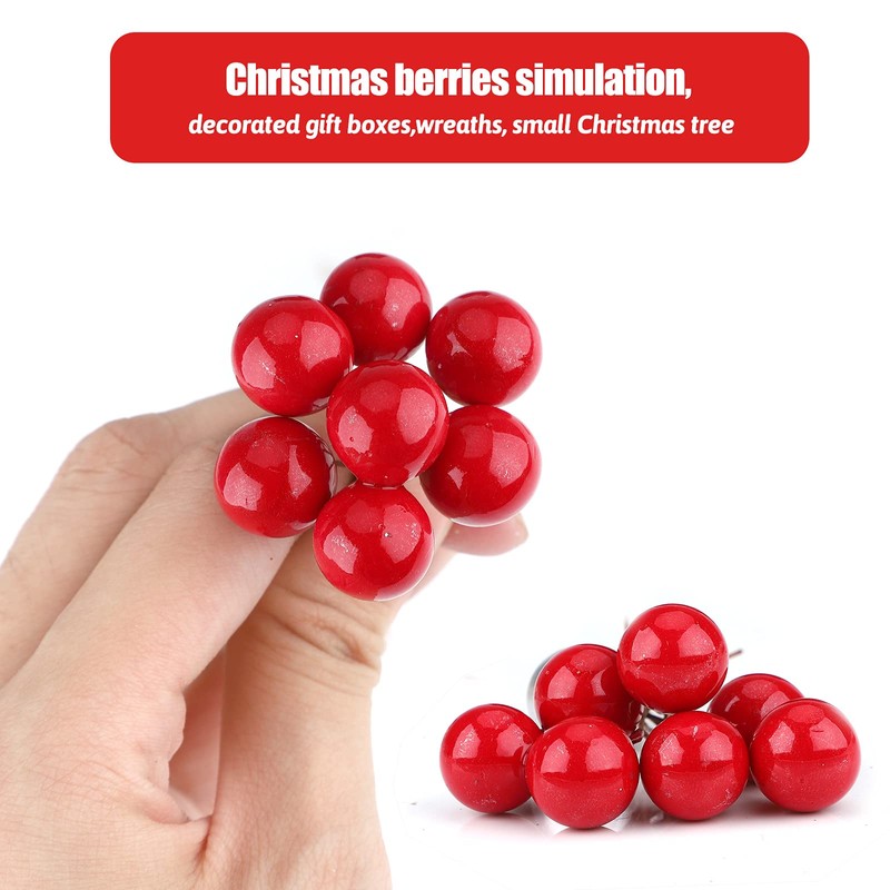 300 Pcs Christmas Holly Berries Red Gold and Silver Artificial