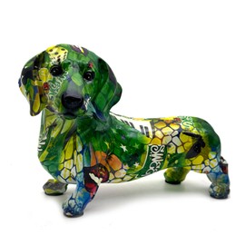 FUNSXBUG Colorful Dachshund Dog Statue Art Figurines Sculpture Collectibles Home Office Desktop Decor Outdoor Garden Display Decoration (Dachshund Dog 3)
