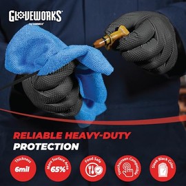 AMMEX Gloveworks HD Industrial Black Nitrile Gloves with Diamond Texture Grip, Box of 100, 6 mil, Size Medium, Latex Free, Powder Free, Textured, Disp