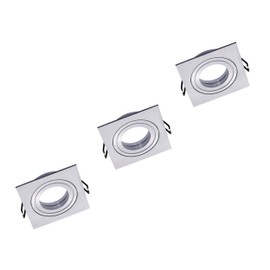 Oktaplex Set of 3 Lyon Recessed Spotlights Swivelling 90 x 90 mm Aluminium 80 mm Hole Installation Dimensions Flat Spot Square LED Module Compatible Ceiling Frame Silver