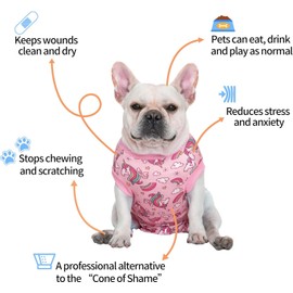 CuteBone Skulls SSF02S-DE Dog Surgery Recovery Suit Cat Surgical One-Piece Female Body Suits Male Prevent Pets from Licking Wounds