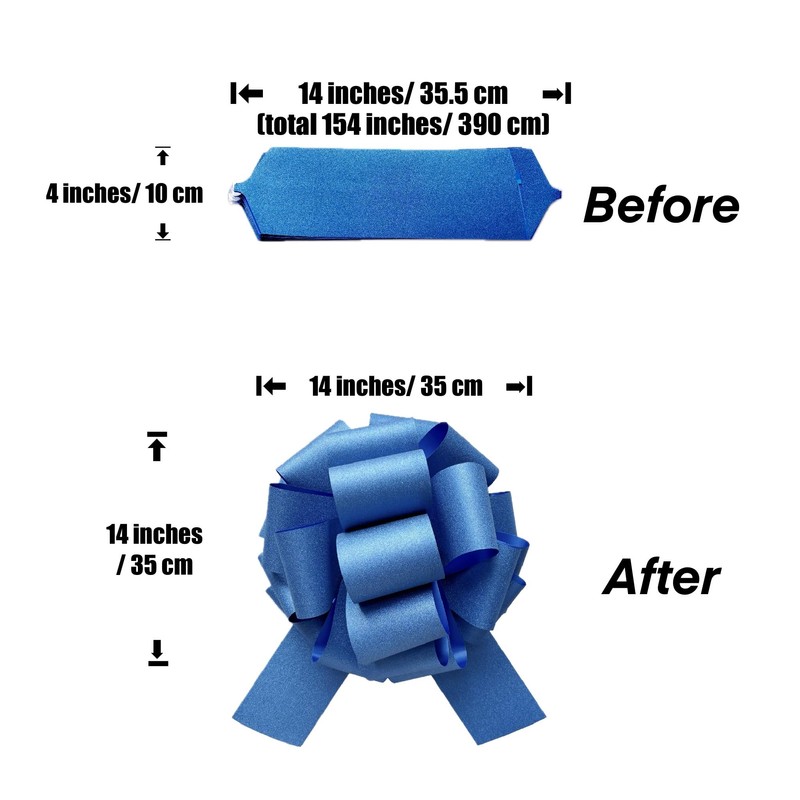 1PC White Large Waterproof Pull Bow for Gift Wrapping, 14