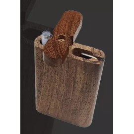 Wood Dugout W/One Hitter & Cleaning Tool /TokeBox Flip - Portable Pocket Size