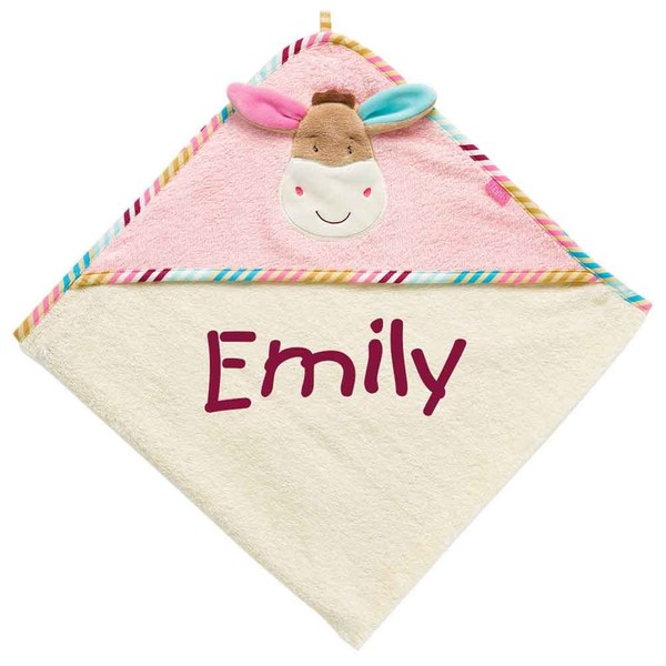 Fehn 081428 Hooded Bath Towel Donkey 80 x 80 cm Embroidered with Name