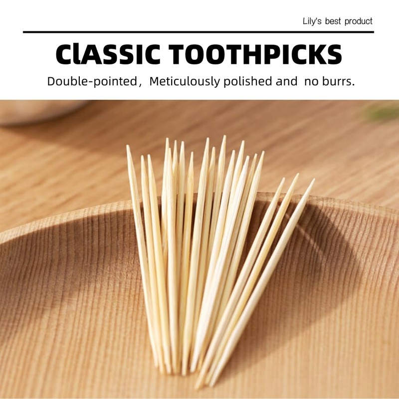 HOPELF 2400 Count Bamboo Toothpicks for Teeth Cleaning, Appetizer, Olive,