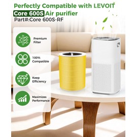 Core 600S Replacement Filter for LEVOIT Core 600S-P Smart Air Purifier，3-in-1 Filter with Activated Carbon Layer for Dust, Pet Dander & Odors for Home Large Room