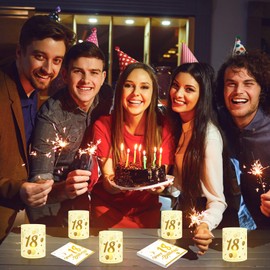 Napkins 18th Birthday & Lanterns Table Decoration Set - Golden Happy Birthday Party Decoration for Girls Boys - Decoration 18th Birthday for Table Light, Celebration, Home or Restaurant