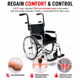 Wheelchair Handle Extenders, (400lbs Weight Capacity) Adjustable Wheel Chair Accessories Adults - Stroller Handle Extender, Extension for Wheelchair, Rallator & Stroller (Quick Adjustment)