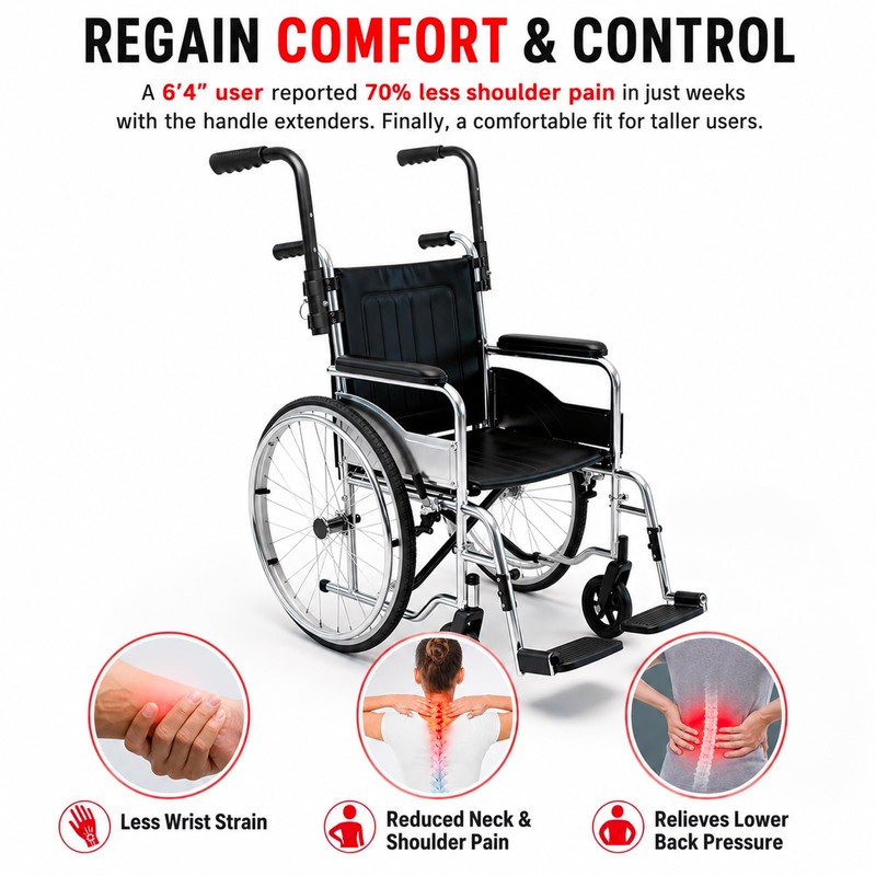 Wheelchair Handle Extenders, (400lbs Weight Capacity) Adjustable Wheel Chair Accessories