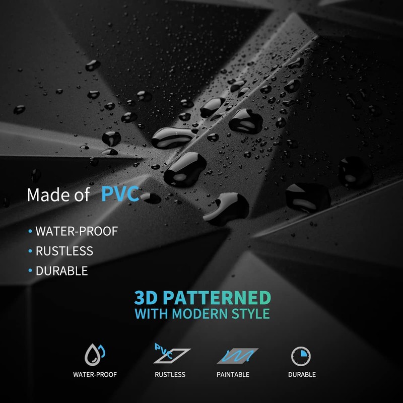 Art3d Decorative 3D Wall Panels in Diamond Design, 12"x12" Matt