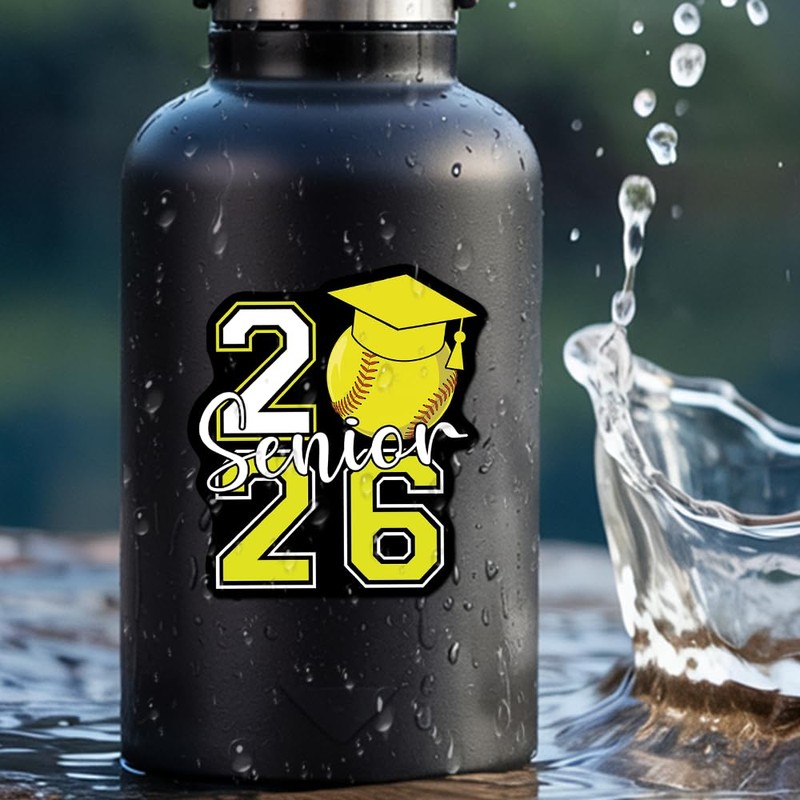 (3 PCS) Senior 2026 Softball Stickers, Graduation Cap Class of