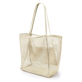 Geiruiou Travel Essentials Beach Tote Bag Waterproof Mesh Beach Bag for Women - Cruise Ship Essentials and Vacation Must-Have (Beige)