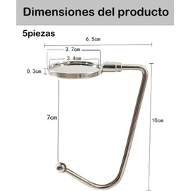 Ganchos Para Bolsas De Mujer, Paquete De 5 Ganchos De Metal Para Mesa, Organizador De Espacio Bajo El Escritorio, Ideal Para Oficina Y Hogar, Medidas 10x6.5 cm