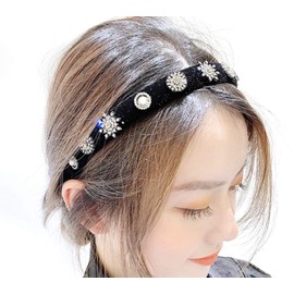 Donalie Women's Velour Headband Black Hair Band Hair Accessory