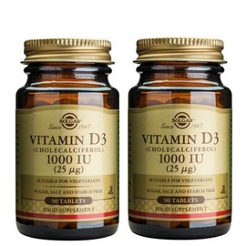 Solgar 2x Solgar Vitamin D 3 1000IU 2x90 Tablets 033984033108