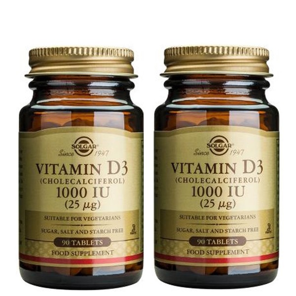 Solgar 2x Solgar Vitamin D 3 1000IU 2x90 Tablets 033984033108
