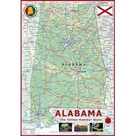 Alabama Physical Map - 16.9 x 24.4 inches - Paper Laminated