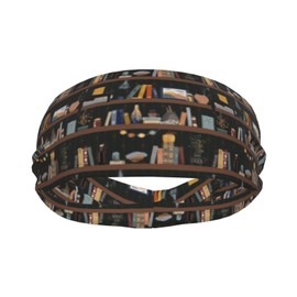 Books Vintage Book Wall Home Library Sports Sweatband Head Bands for Women Men Sweat-Absorbing Headbands Suitable for Running Yoga Fitness Football Exercise