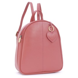 Gigi - Small Leather Fashion Backpack For Women - Rucksack With Adjustable Shoulder Straps - Multiple Pockets - 9167AG - Pink