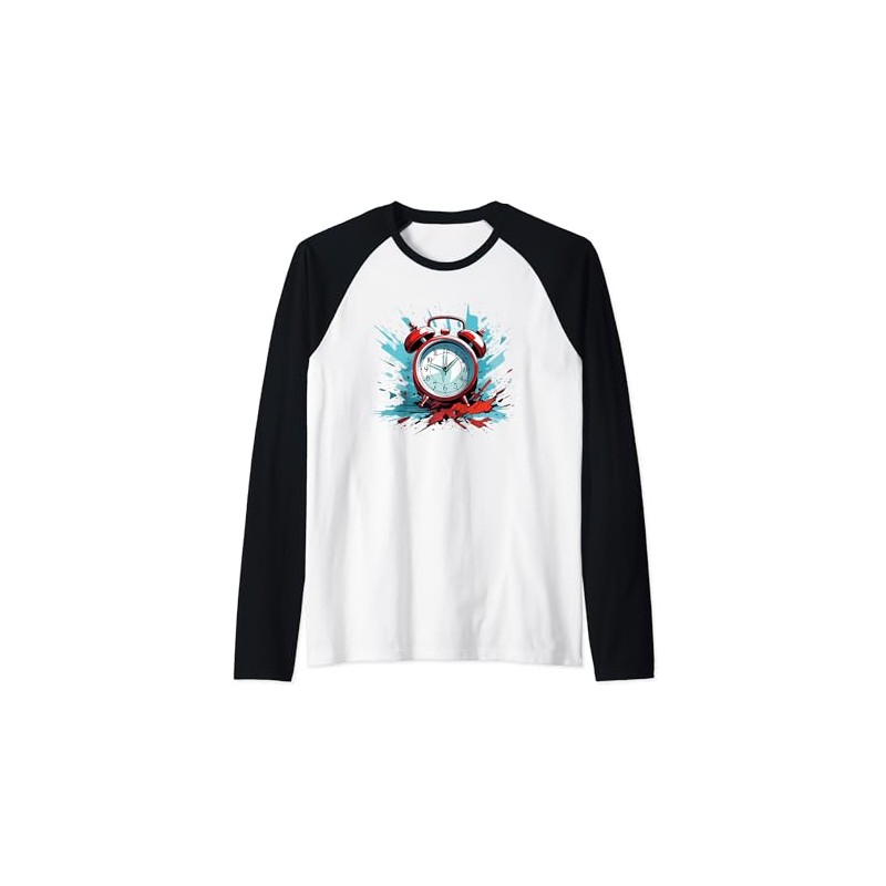 Cool Alarm Clock Design Raglan Baseball Tee