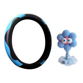 1 Piece Steering Wheel Cover And 1 Piece Flower Car Ornaments, Anti-Slip Steering Wheel Cover, Auto Accessories, Car Interior Decoration.