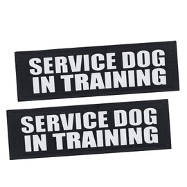 Service Dog Patches, 2Pack Black Removable Vest Patch for Dogs, Dog Patches with Hook Backing for Harness, Service Dog in Training-M