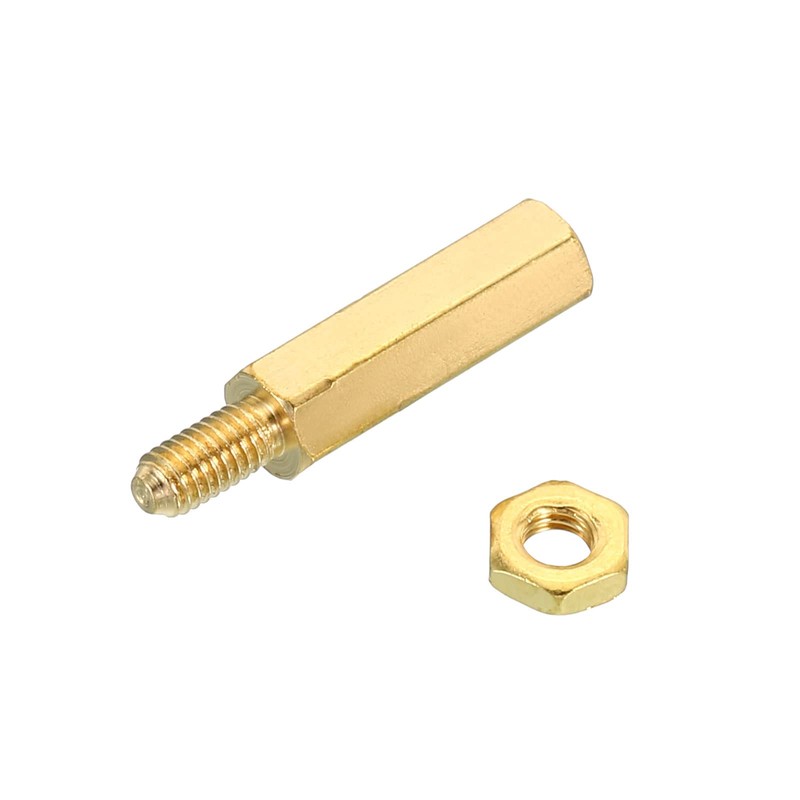 PATIKIL 15mm+6mm M3 Standoff Screws, 40 Pack Brass Hex PCB