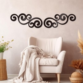Zzbakress Black Metal Wall Art Traditional Metal Scroll Wall Decor Scroll Wall Hanging Decor Decorative Wall Art for Home Living Room Hallway Front Porch Above Door (Traditional)