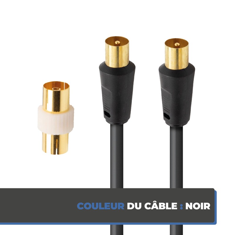 APM 408019 - TV Cable Male/Male 9.52mm + Female Adapter