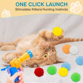 SINROBO Cat Ball Launcher with Plush Ball Shoot Gun - Interactive Toys for Indoor Cats, includes 50 Soft Balls (50 Balls)