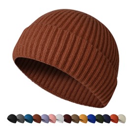 HiRui Fisherman Beanie for Men Women, Knit Trawler Beanie Watch Hats Winter Caps (Caramel)