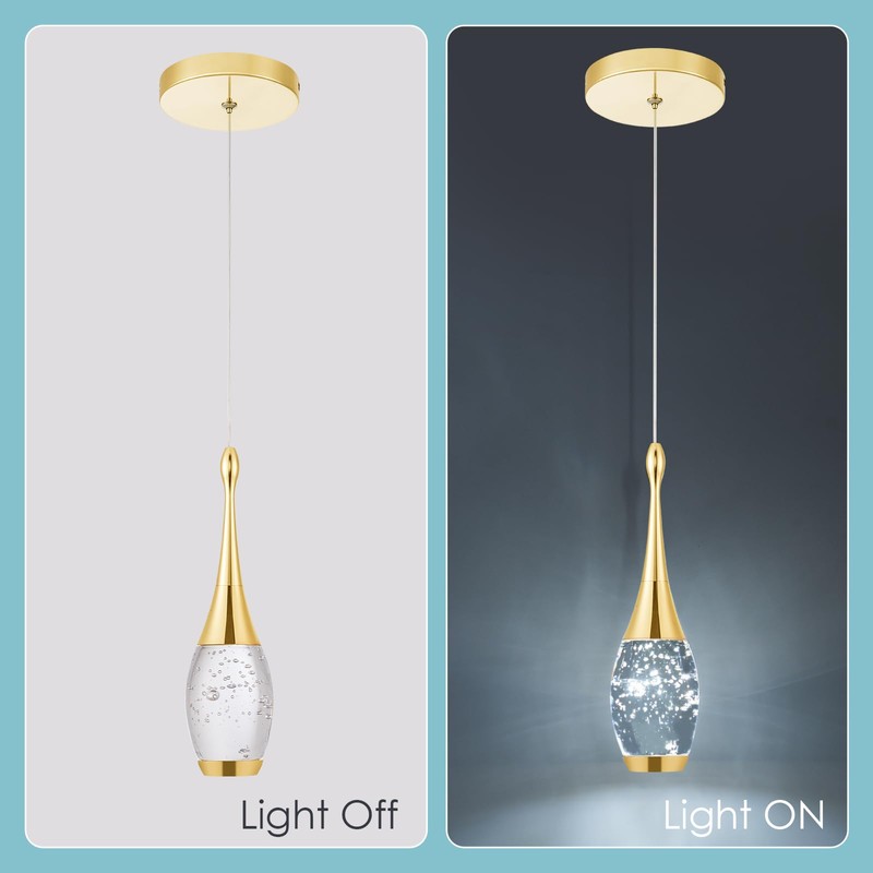 CHYING LED Pendant Light Kitchen Island Bubble Crystal Pendant Lighting