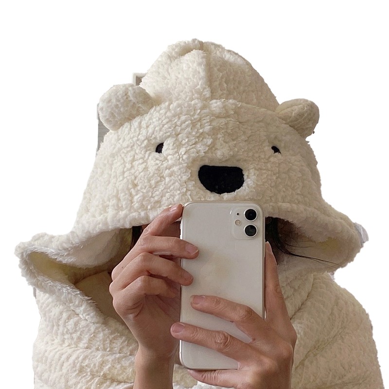 Winter Throw Blanket Cloak With Hood Thick Soft Plush Warm