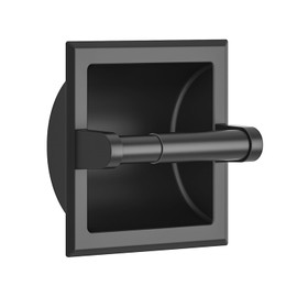 FORIOUS Recessed Toilet Paper Holder, Stainless Steel Durable Tissue Roll Holder Wall Mount for Bathroom Space Saving Design with Mounting Bracket, in Wall Toilet Paper Dispenser Insert, Matte Black