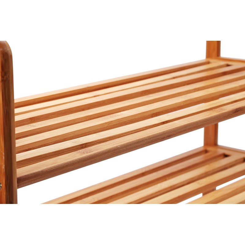 Mosa Natural Bamboo 2-Tier Shoe Rack Storage Organizer, 27.6" X