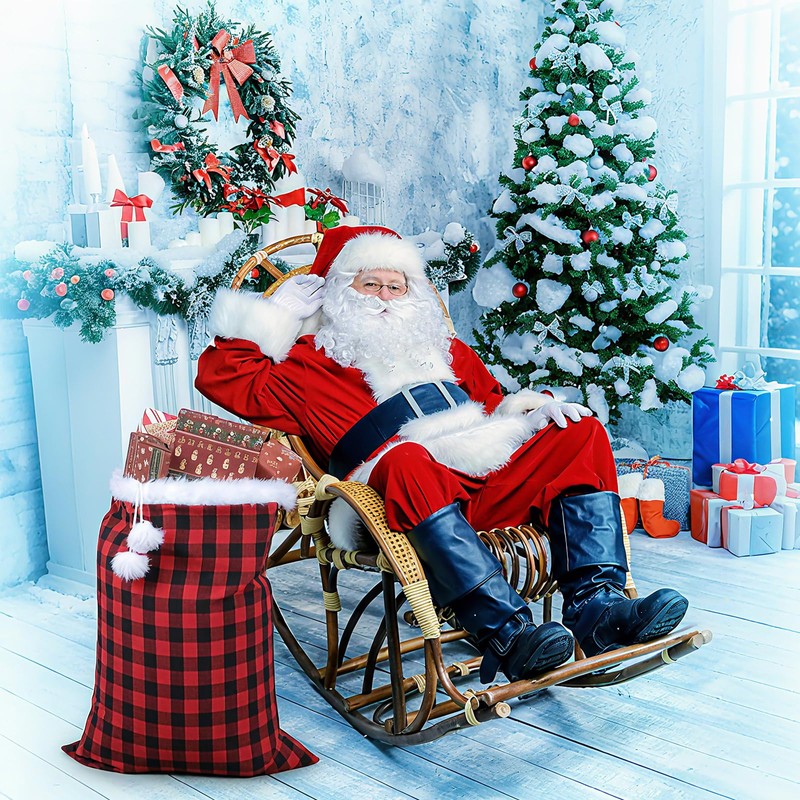 Shappy Large Christmas Santa Gift Sack with Cord Drawstring, Red