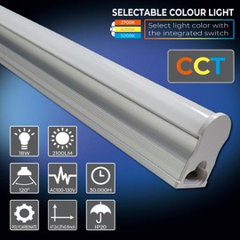 LED ATOMANT (4-Pack 4FT LED T5 Integrated Fixture 18W 2100 Lumens, 2700K/4000K/5000K Selectable, Linkable Utility Shop Light, Ceiling and Under Cabinet Light, Corded Electric