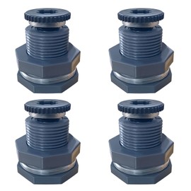 ANPTGHT NPT 1" PVC Bulkhead Fitting, Female Plastic Water Tank Connector Adapter Fitting with Plugs for Outdoor Rain,Barrel Garden Hose Adapter Spigot kit,Water Tank,Drain Bucket (Set of 4)