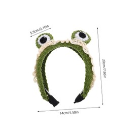 Ipetboom Cute Frog Headband Soft Knitted Face Wash Hair Hoop for Women Non Slip Spa Headband with Big Eyes for Skincare Yoga Makeup Application