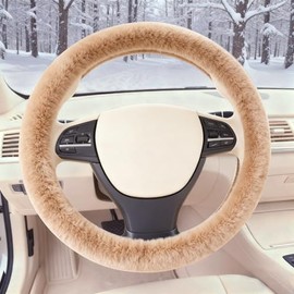 Funda de Volante Peluda y Cálida, Funda Universal de Volante de Felpa Cálida de Invierno de 14.5-15 Pulgadas, Suave y Esponjosa, Diseño Antideslizante