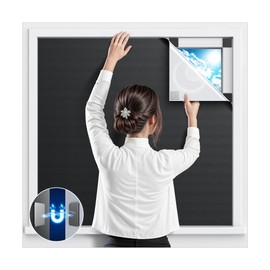 Magnetic Blackout Window Cover, 39" x 58" Portable Blackouts Curtains for Bedroom, No Drill Window Shades & Blackout Blinds, Temporary Black Out Shades for Windows Film Nursery Travel RV - Black