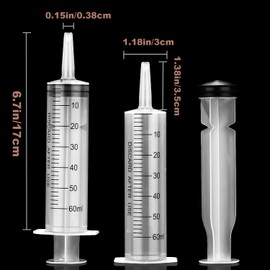 12 Pack 60ml Plastic Syringe for Scientific Labs, Measuring Liquids, Pets, Oil or Glue Applicator