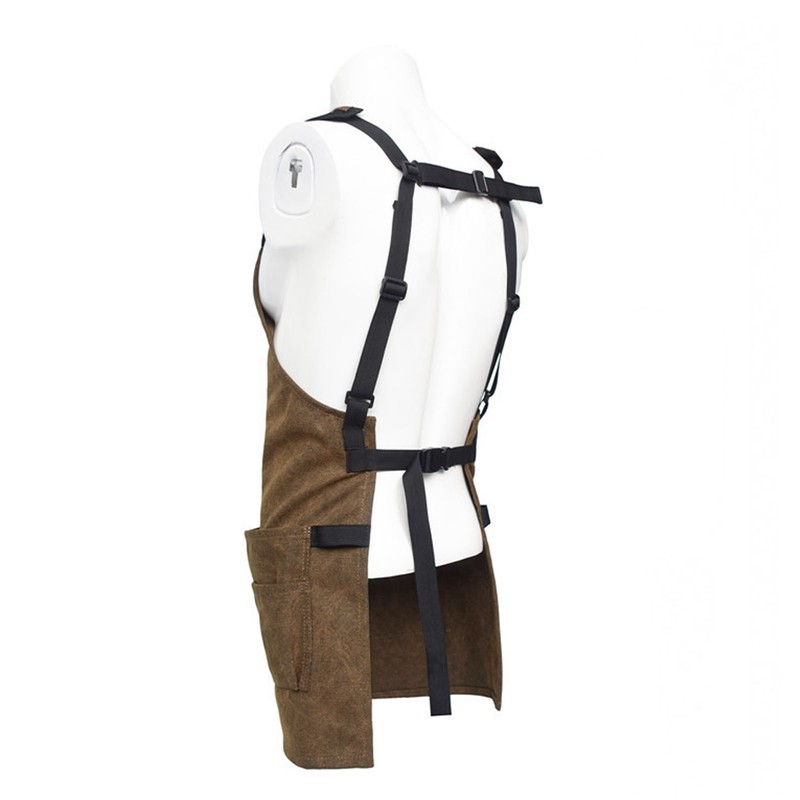 Woodworking Shop Apron Large Capacity Pocket Adjustment Shoulder Straps Waxed