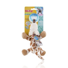 Nuby Natural Flex Cherry Pacifier with Snoozie Combo Set, Giraffe, 0-6 Months