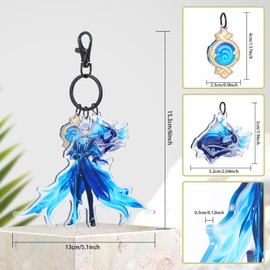 UTIEHD Genshin Impact Character Keychain Set, 3 Pieces Acrylic Figures Key Chains Anime Fan Item, Furina/Neuvillette/Wriothesley