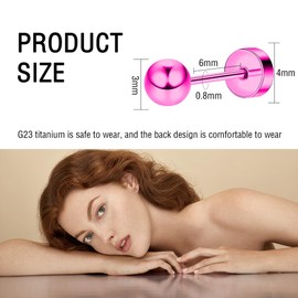 ZDE Women Flat Back Ball Stud Earrings Titanium Hypoallergenic Earrings Stud for Sensitive Ears Simple Classic 3mm-5mm Flat Stud Earring Perfect for Helix Tragus Cartilage Earlobe, 3MM, Titanium, No