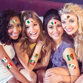 Mexican Flag Tattoos,(100 pack) Mexico Flag Independence Day Sports Temporary Face Tattoos Stickers, Waterproof Sports Sweat For Men Kids Women (Mexican)