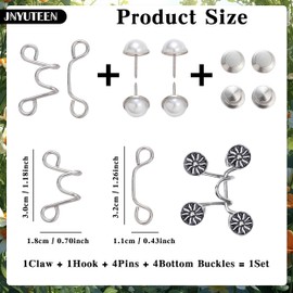 60 Pieces Adjustable Waist Buckle Extender Set, 5 Style No Sewing Required Jean Waist Tightener with 6 Pcs Jean Button Pins, Jean Button Pins Pants Clips for Loose Jeans Pants Dress