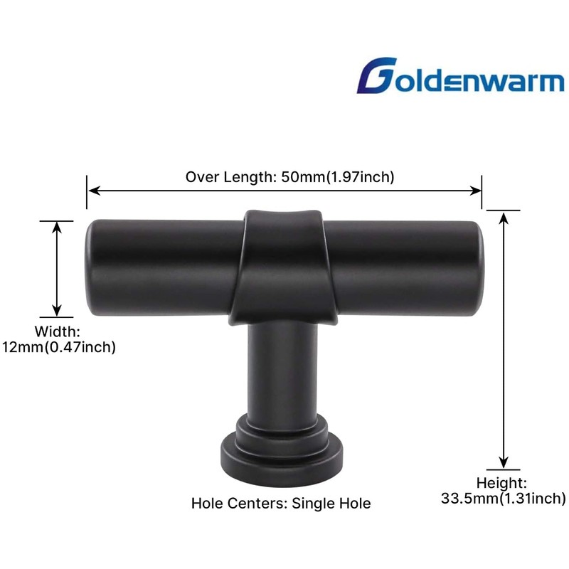goldenwarm 10 Pack Black Drawer Knobs Black Knobs - LST18BK